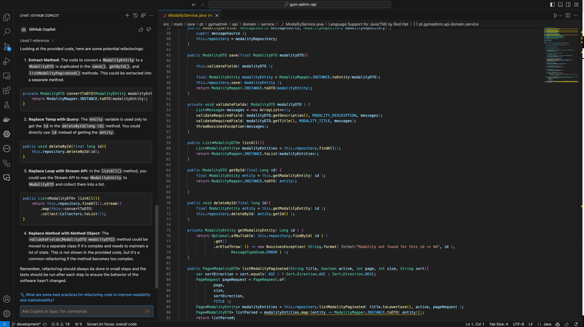 Show this refactor no Copilot